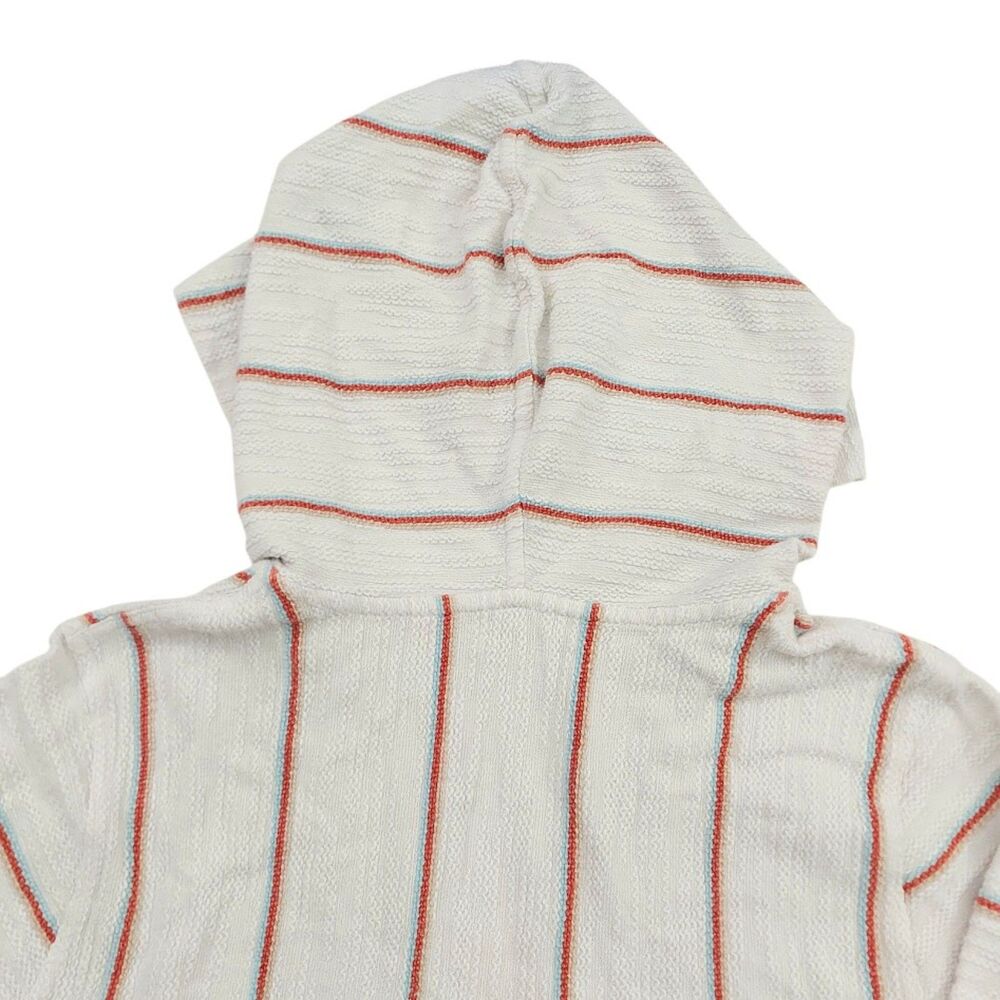 Faherty Baja Hoodie Womens Small White Striped Cotton V-Neck  Top Nautical Beach - Picture 6 of 11